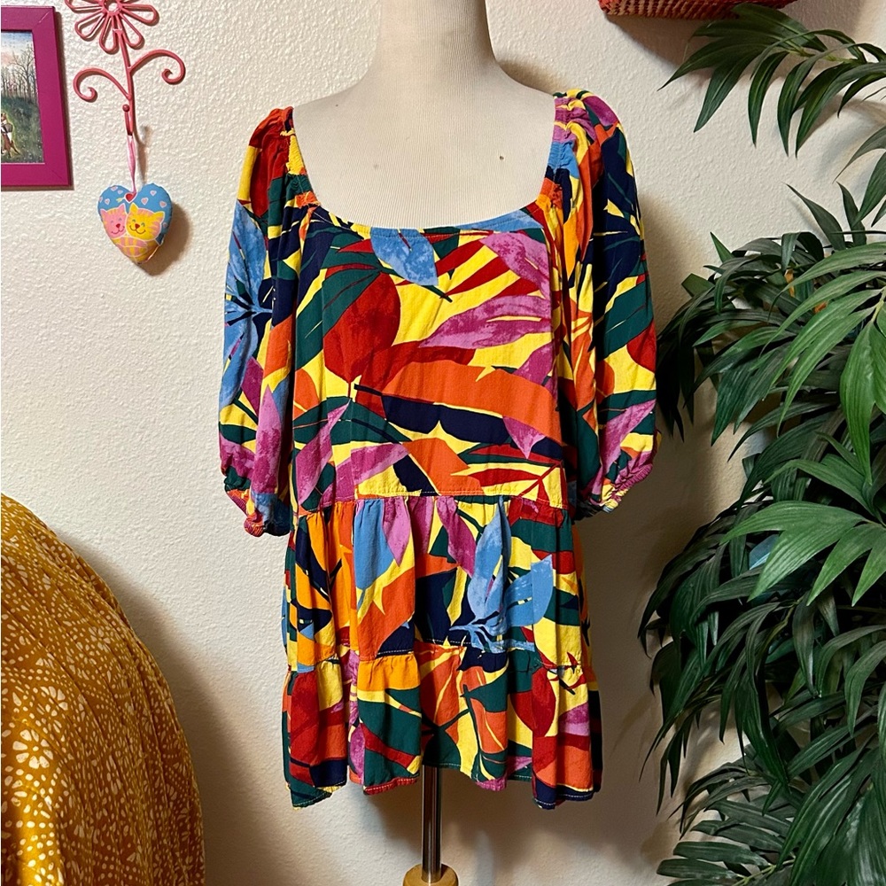 Size 3X Terra & Sky colorful and bright top